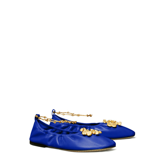 Women Brutalist Ankle Chain Ballet - Cobalt