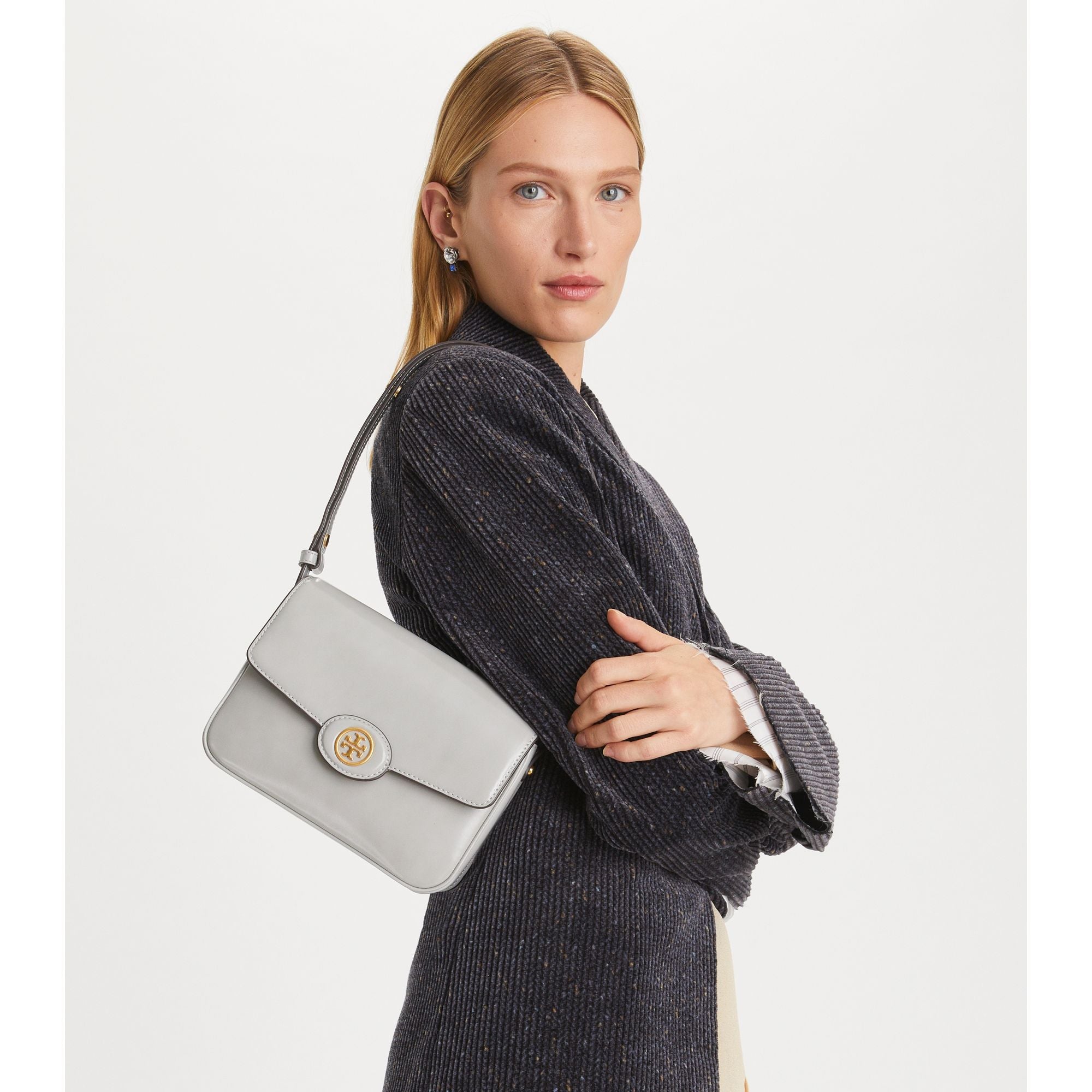 Women Robinson Spazzolato Convertible Shoulder Bag - Light Granite