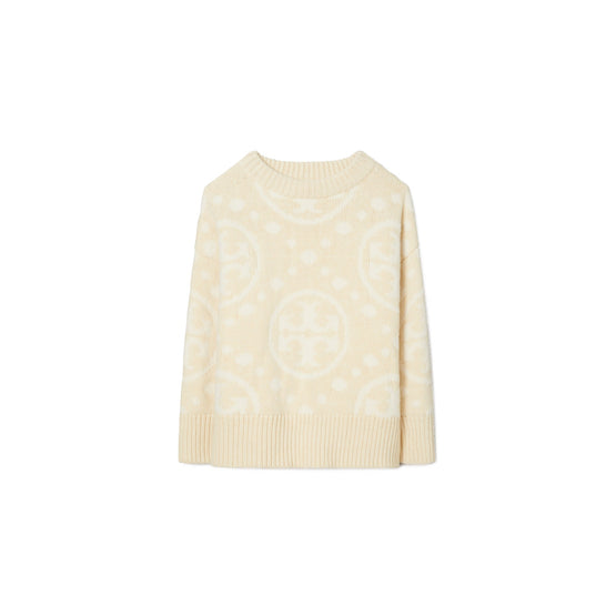 Women Merino Felted T-Monogram Sweater - Cream T Monogram Jumbo Sport