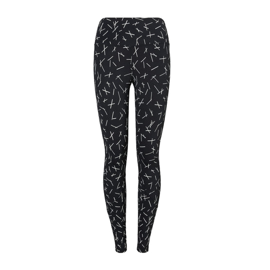 Women Weightless Reflective Print Legging - Black And French Cream Matchsticks