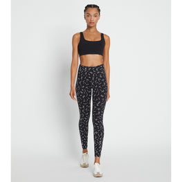 Women Weightless Reflective Print Legging - Black And French Cream Matchsticks