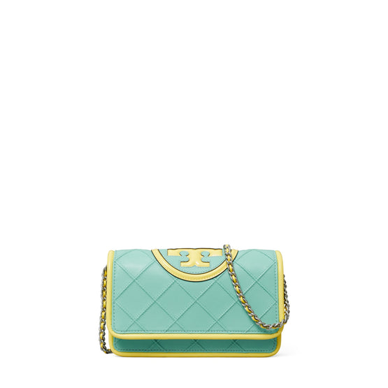 Women Fleming Soft Patent Border Chain Wallet - Thermal Spring