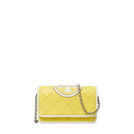 Women Fleming Soft Patent Border Chain Wallet - Vintage Lemon