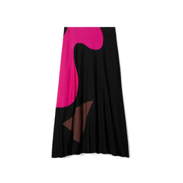 Women Colorblock Knit Skirt - Black