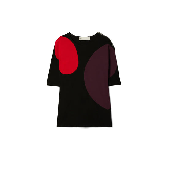 Women Colorblock Knit Top - Black