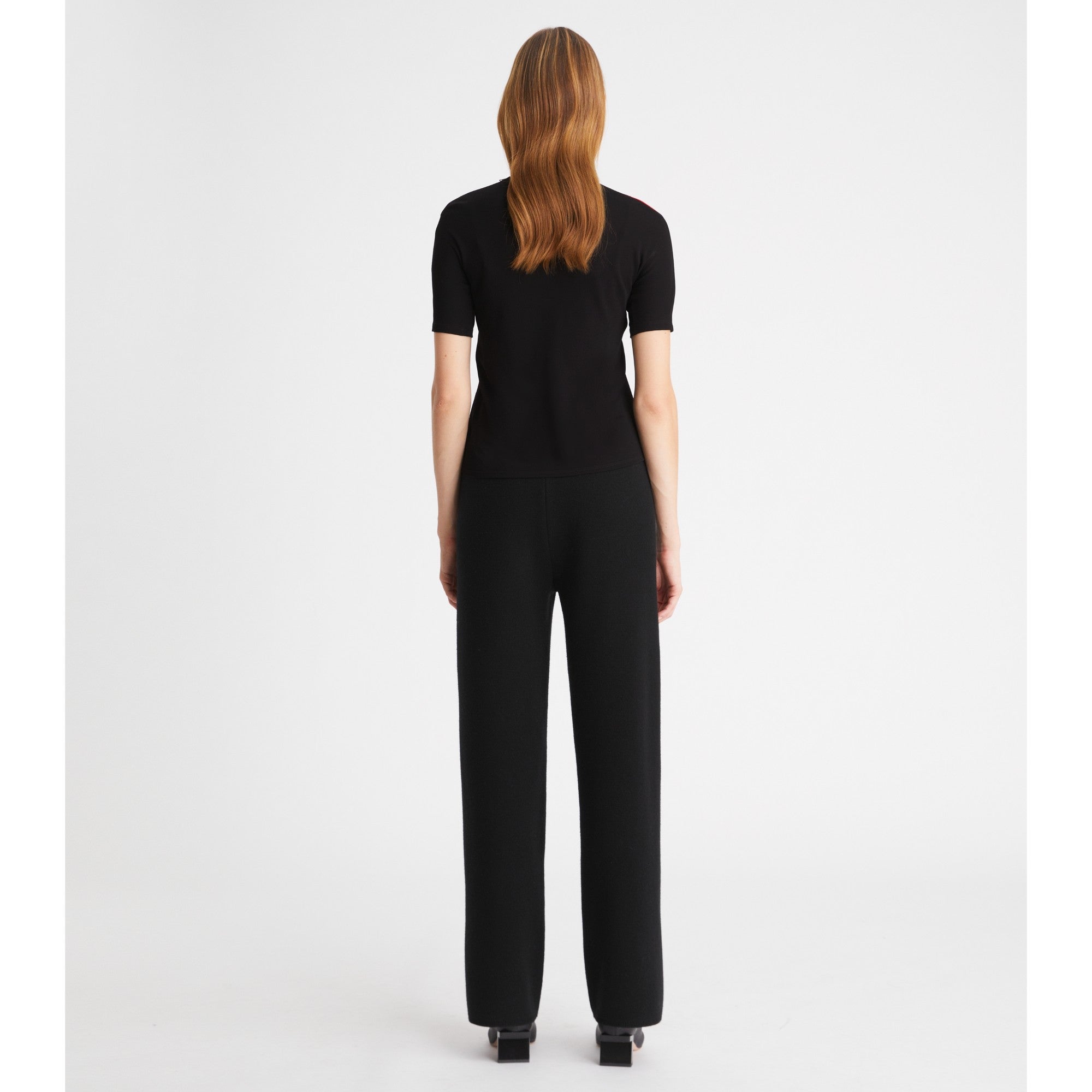 Women Colorblock Knit Top - Black