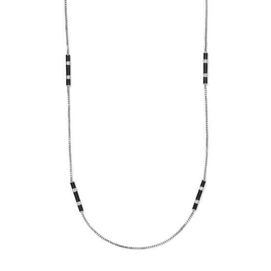 Women Long Kira Enamel Necklace - Black Multi