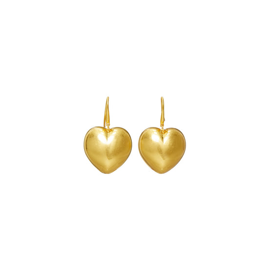 Women Heart Locket Earring - Rolled Brass