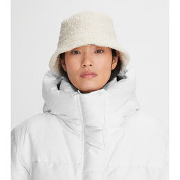 Women Boucle Short Brim Bucket Hat - Cream