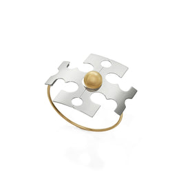 Women Logo Cuff - Light Brass/Pewter