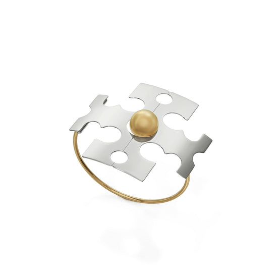 Women Logo Cuff - Light Brass/Pewter