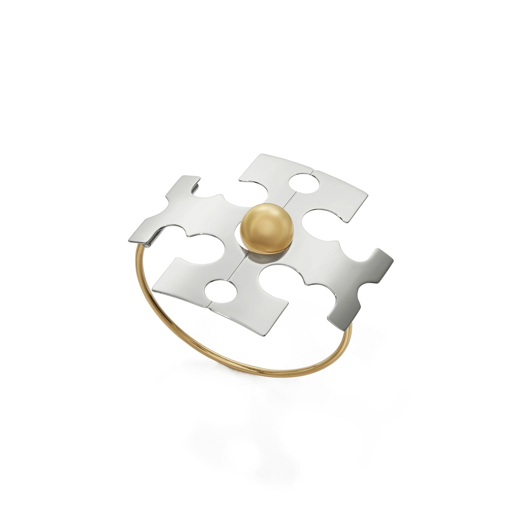 Women Logo Cuff - Light Brass/Pewter