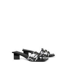 Women Crystal Bobble Heeled Mule Sandal - Silver / Perfect Black