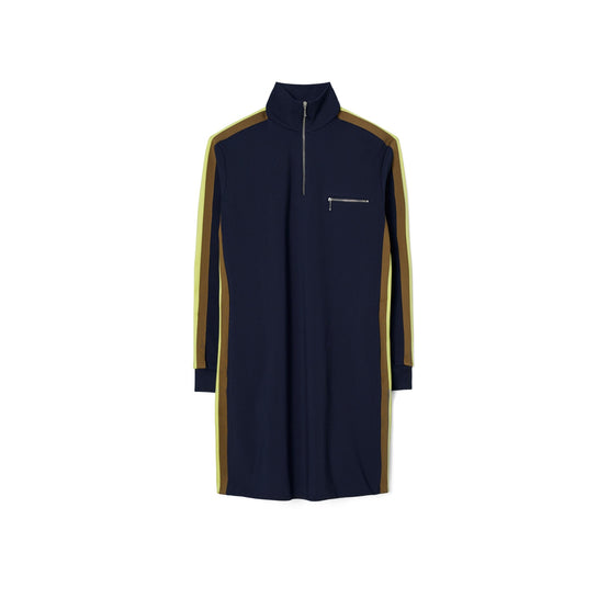 Women Knit Quarter Zip Dress - Tory Navy