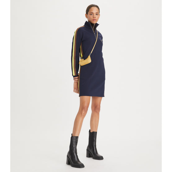 Women Knit Quarter Zip Dress - Tory Navy