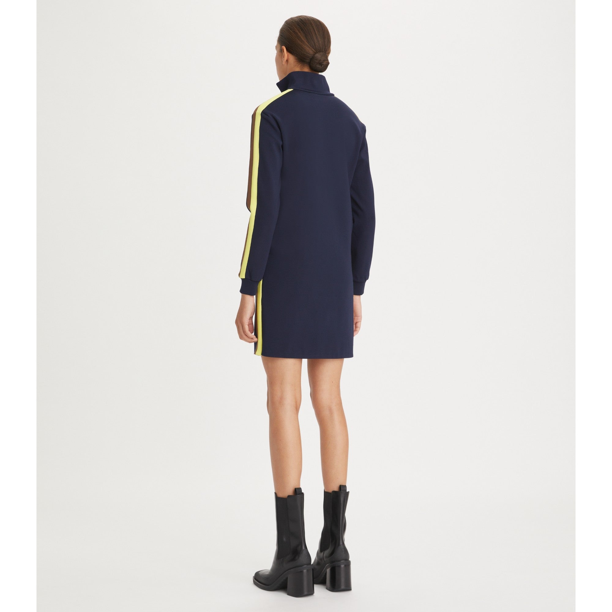 Women Knit Quarter Zip Dress - Tory Navy