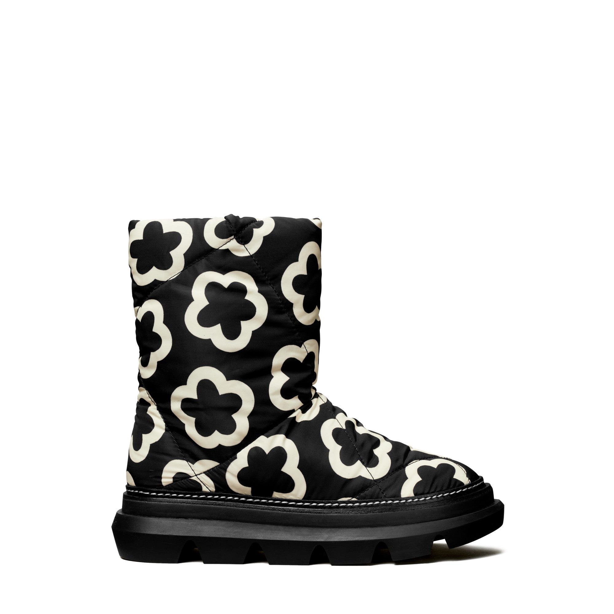 Women Sleeping Bag Pull On Boot - Black / Cream Flower