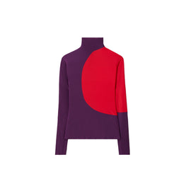 Women Colorblock Long Sleeve Jersey Top - Royal Aubergine