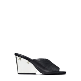 Women Asymmetrical Heeled Mule Sandal 80Mm - Perfect Black
