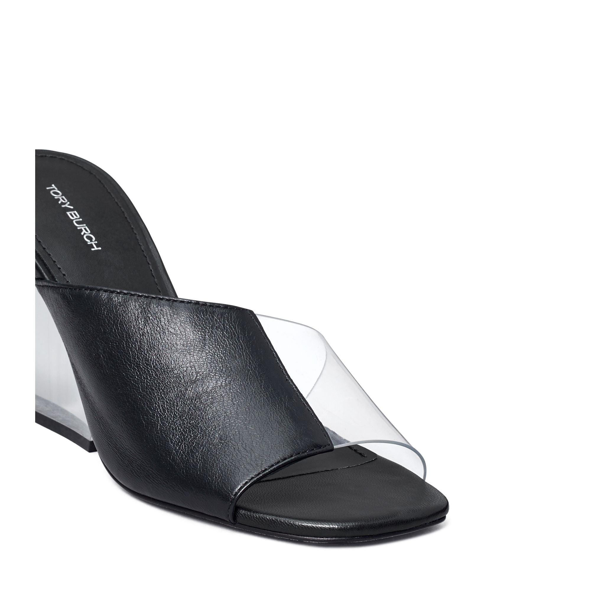 Women Asymmetrical Heeled Mule Sandal 80Mm - Perfect Black