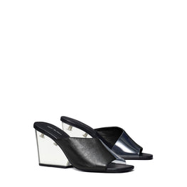 Women Asymmetrical Heeled Mule Sandal 80Mm - Perfect Black