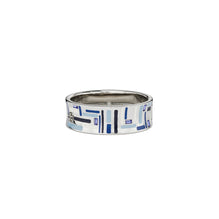 Women Wide Kira Enamel Bracelet - Rolled Pewter/Blue Multi