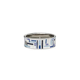 Women Wide Kira Enamel Bracelet - Rolled Pewter/Blue Multi