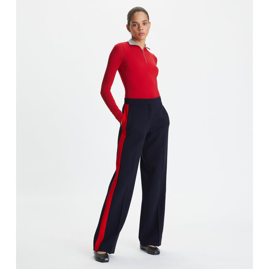 Women Wool Scuba Track Pant - Dark Navy / Radiant Red