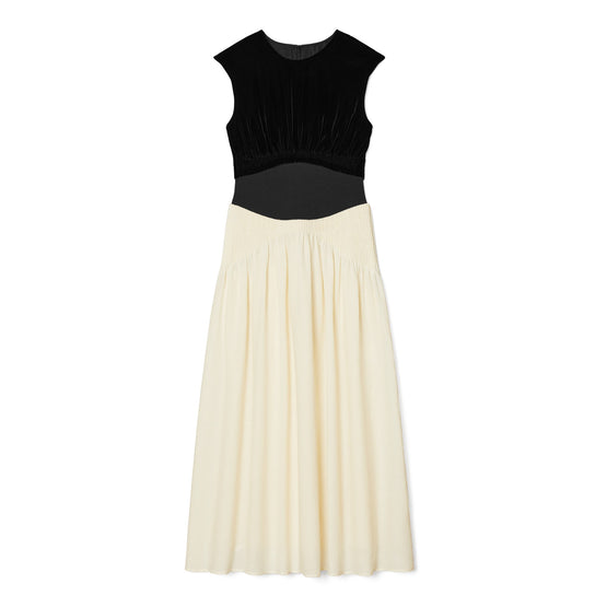 Women Colorblock Pleated Dress - Biscuit
