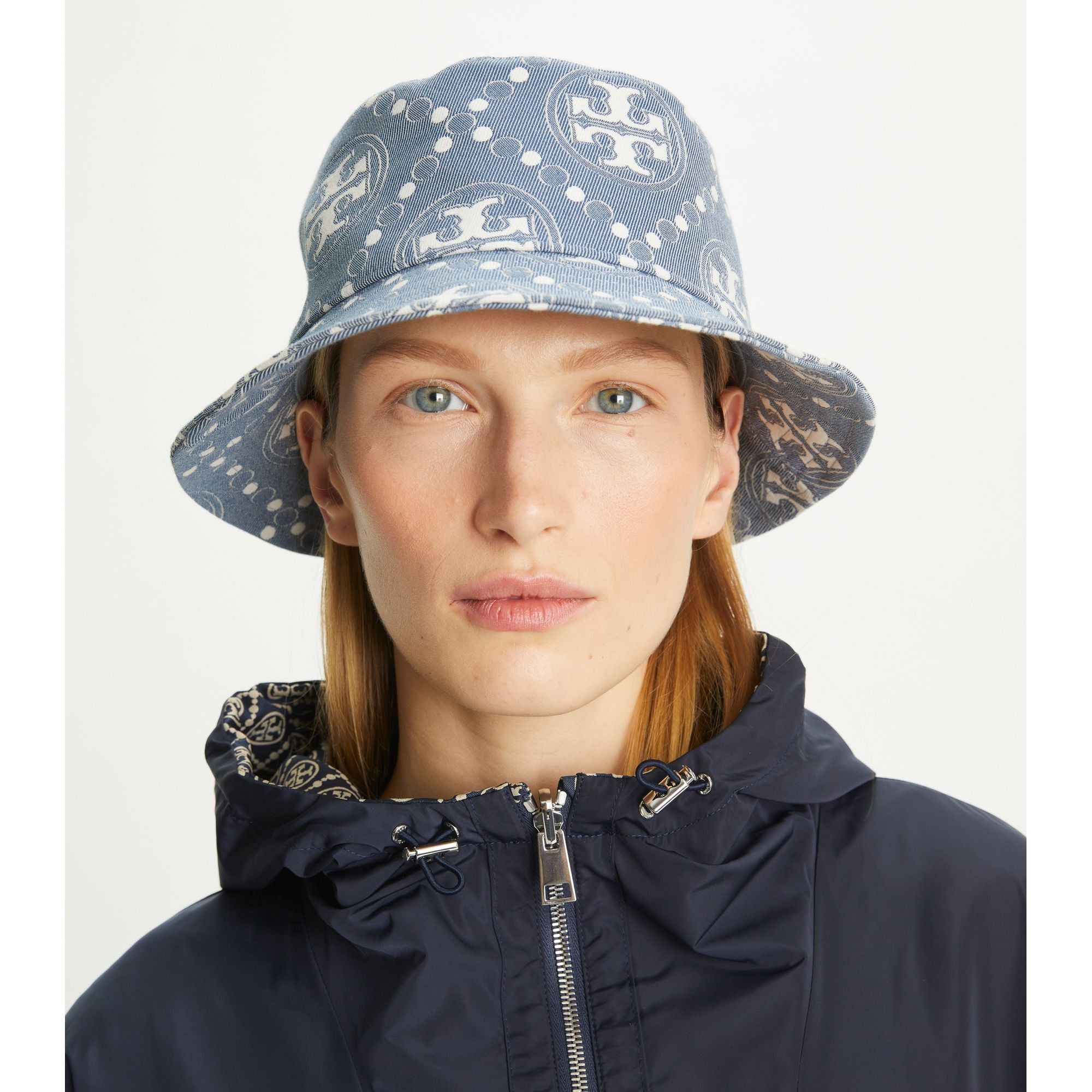 Women Short Brim T Monogram Bucket Hat - Blue