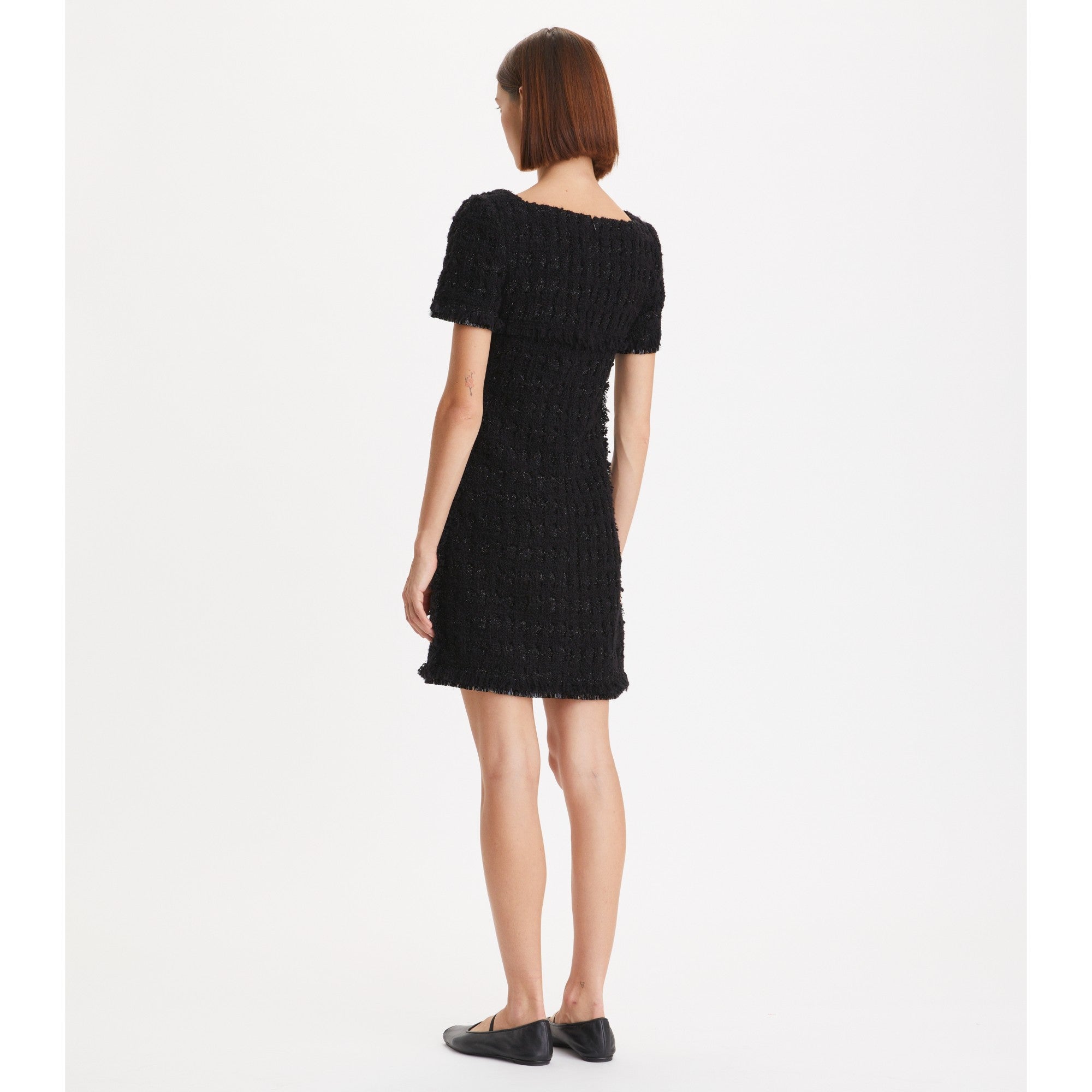 Women Tinsel Tweed Mini Dress - Black