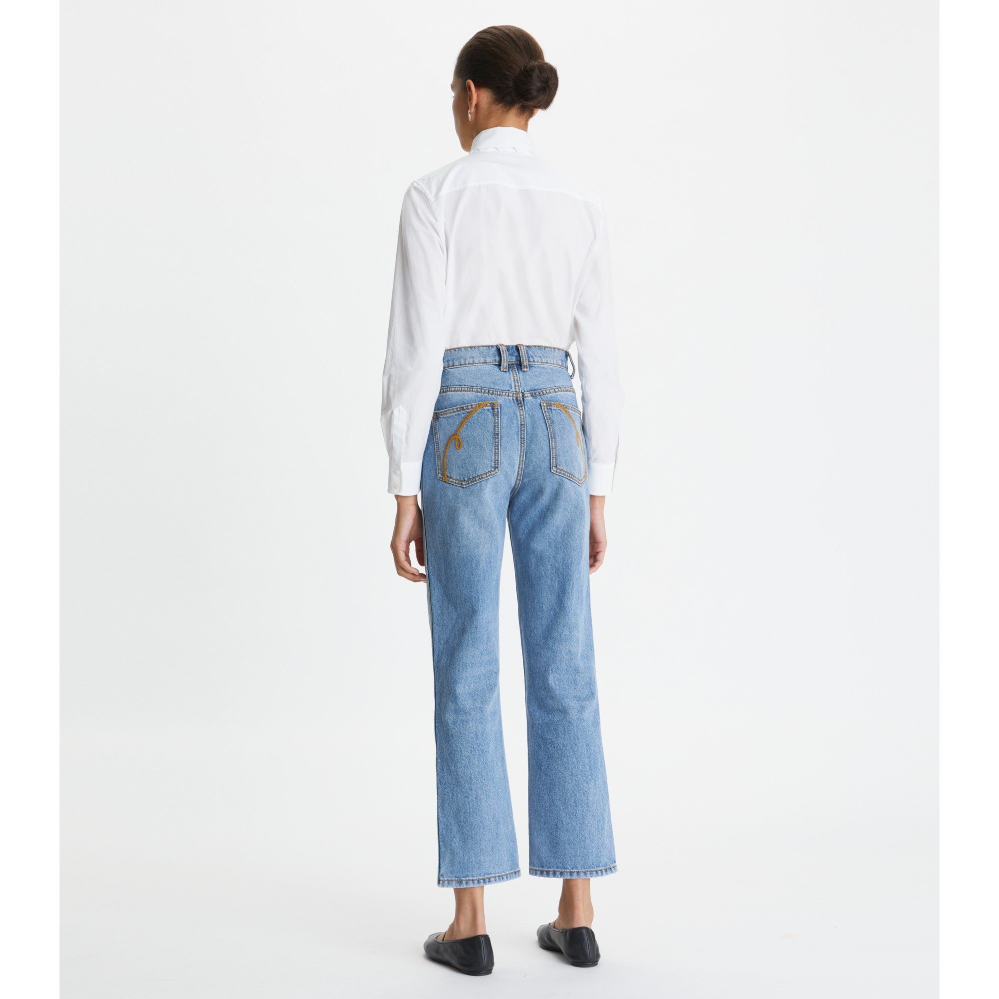 Women Scalloped Poplin Bow Blouse - White