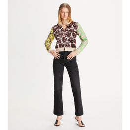 Women Sequined Rose Cardigan - Light Custard