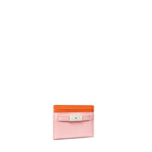 Women Polished Leather T Card Case - Pink Plie