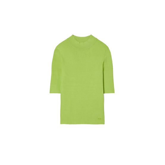 Women Ribbed Short-Sleeve Mockneck - Light Kiwi