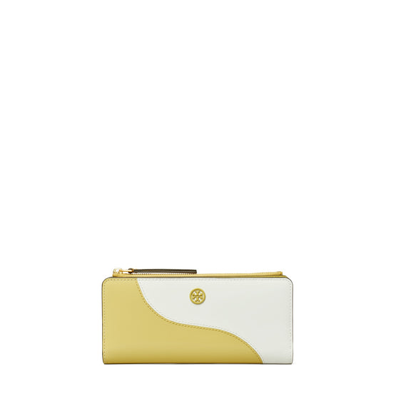 Women Robinson Spazzolato Color-Block Zip Slim Wallet - Optic White / Carambola