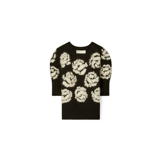 Women Rose-Embroidered Sweater - Black