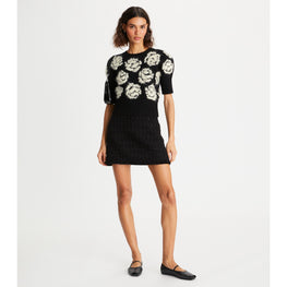 Women Rose-Embroidered Sweater - Black