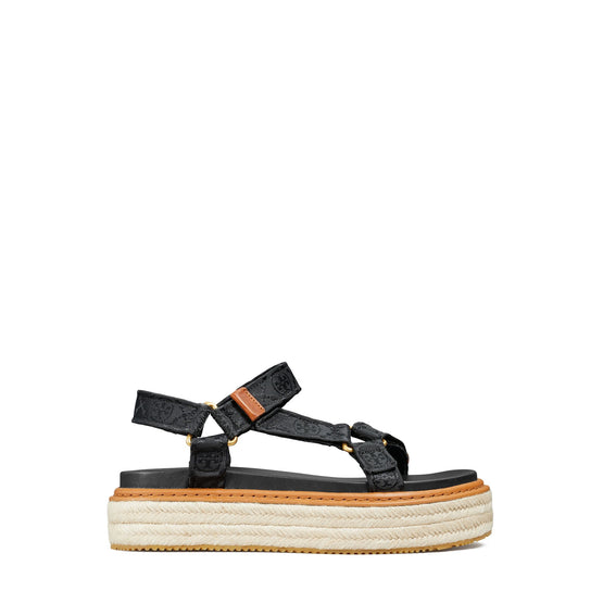 Women T Monogram Rope Sport Sandal - Perfect Black / Perfect Black
