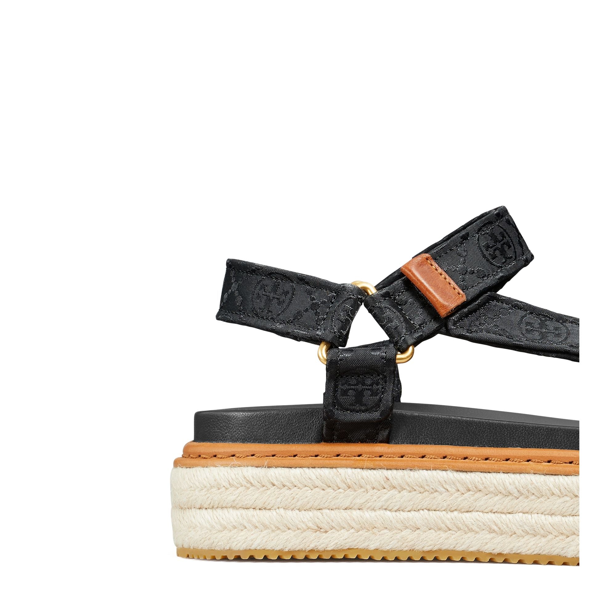 Women T Monogram Rope Sport Sandal - Perfect Black / Perfect Black