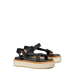 Women T Monogram Rope Sport Sandal - Perfect Black / Perfect Black