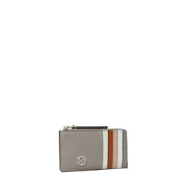 Women Robinson Pebbled Zip Card Case - Gray Heron
