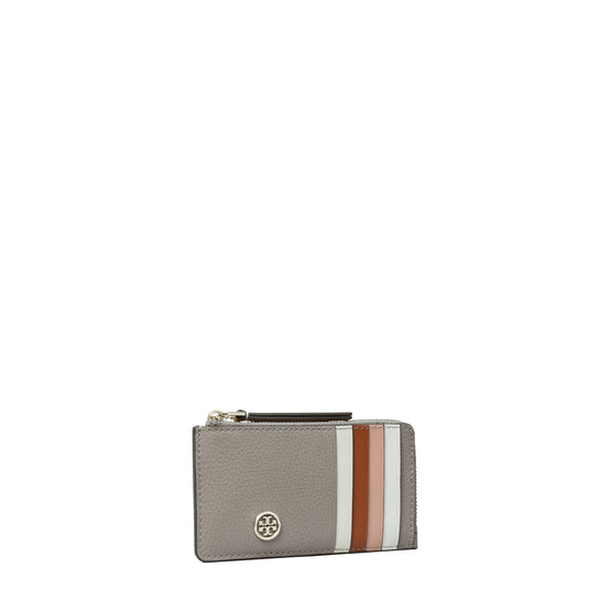 Women Robinson Pebbled Zip Card Case - Gray Heron