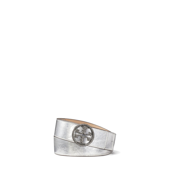 Women 1.5" Miller Crystal Embellished Metallic Belt - Silver