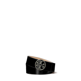 Women 1.5" Miller Crystal Embellished Spazzolato Belt - Black / Gunmetal