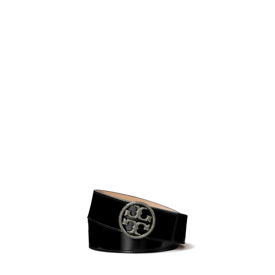 Women 1.5" Miller Crystal Embellished Spazzolato Belt - Black / Gunmetal
