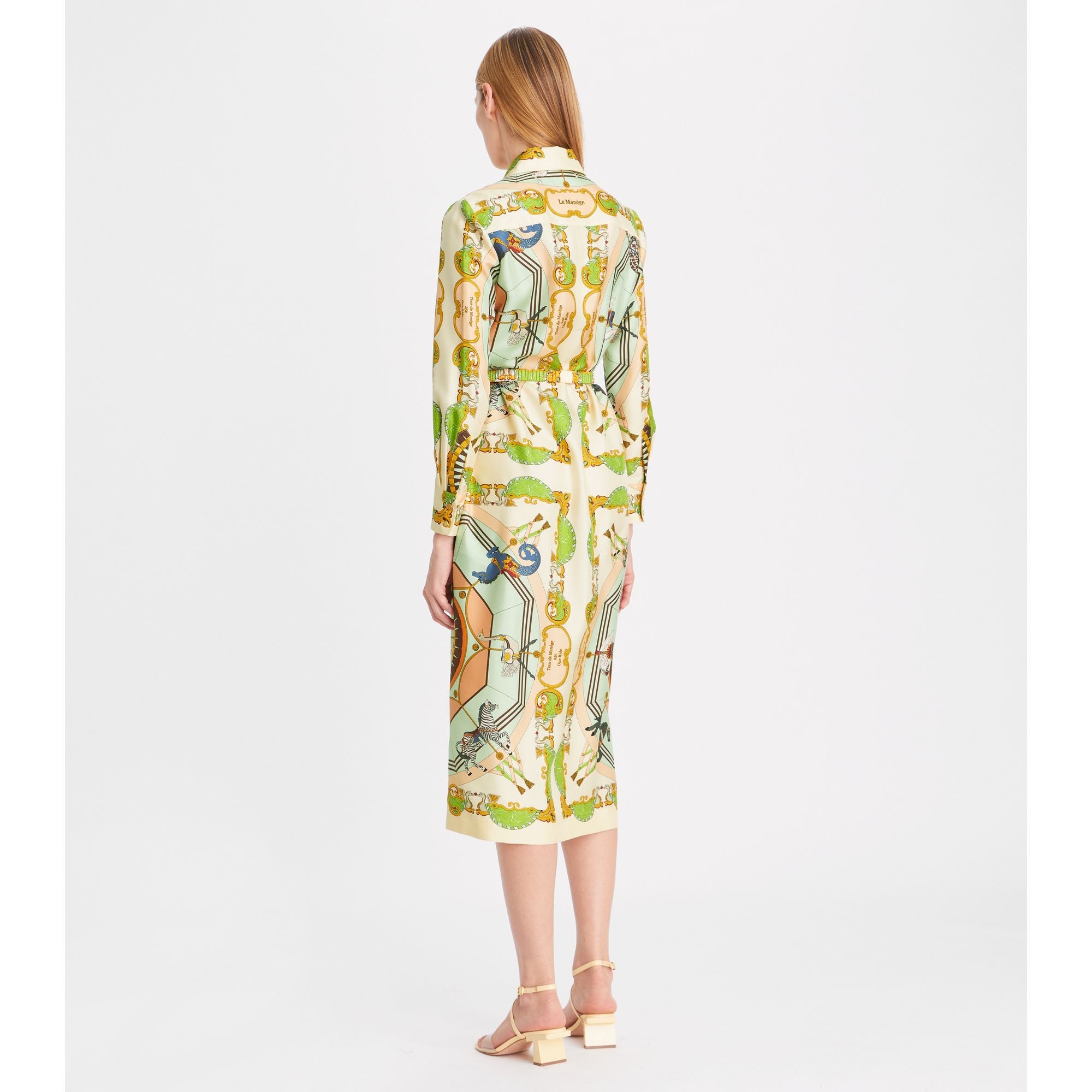 Women Printed Silk Shirtdress - Orange Carousel