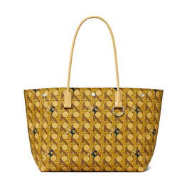 Women Canvas Basketweave Tote - Tan Basketweave