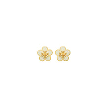 Women Forget Me Not Enamel Stud Earrings - Tory Gold / New Ivory