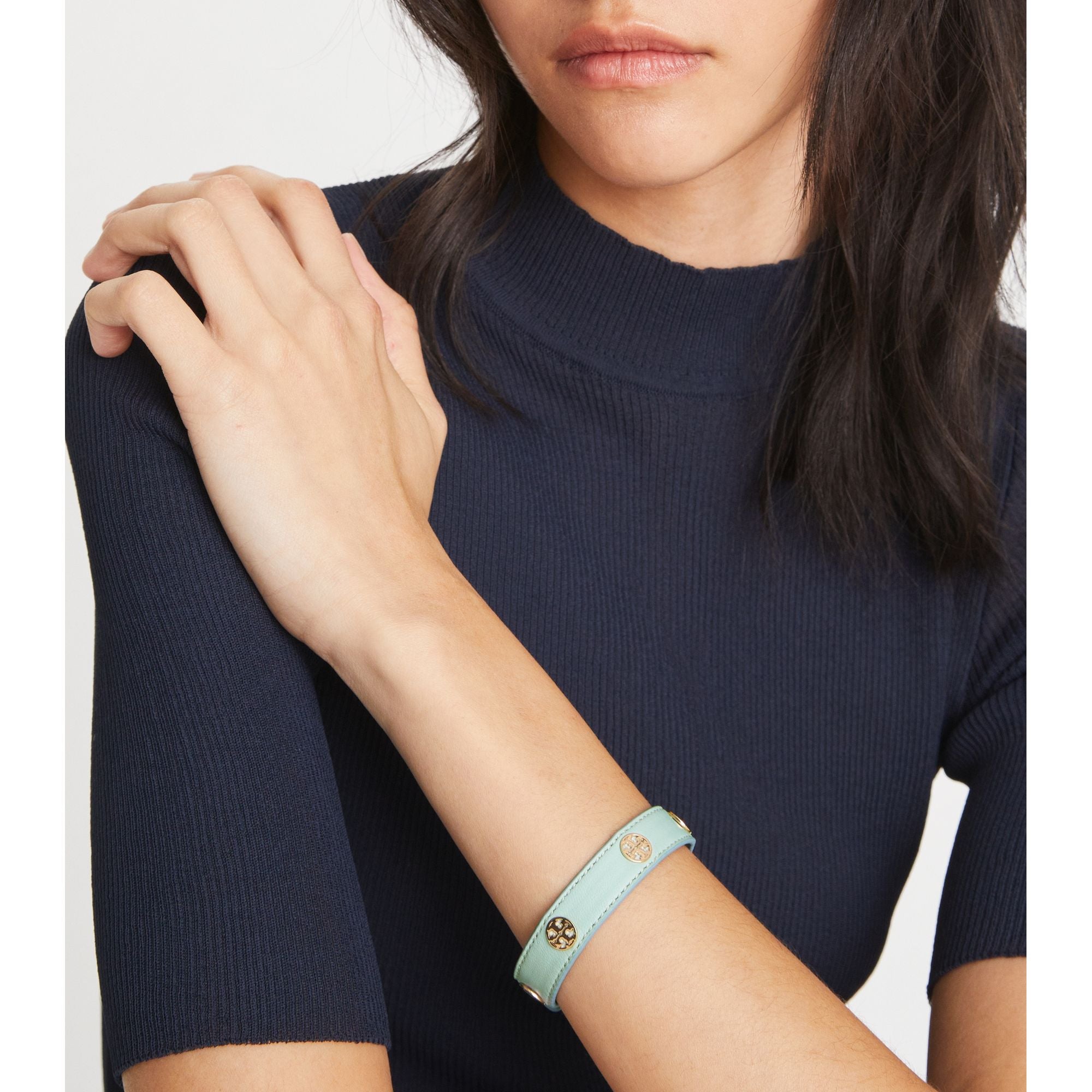 Women Miller Leather Bracelet - Tory Gold / Sea Bubble
